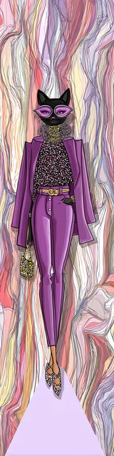 Cat bookmarks design of a cat wearing a purple suit